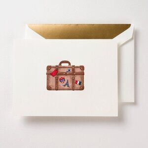 NIB SET 10 Crane & CO ENGRAVED Vintage Suitcase Note CARDS NEW $34